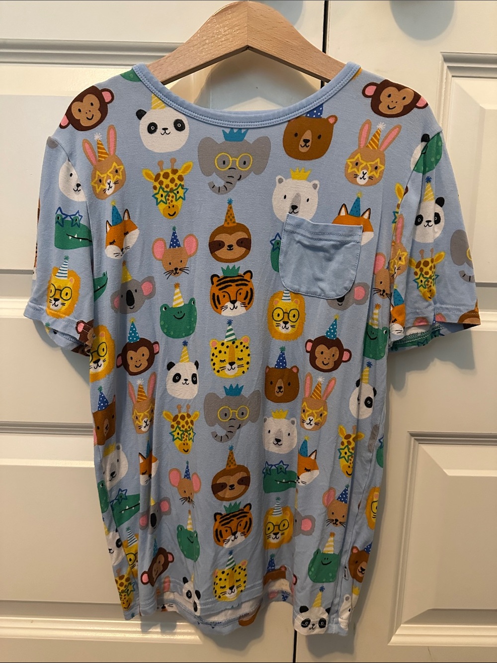 Little Sleepies Light Blue Animal Party Short Sleeve Tee